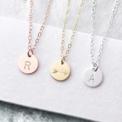 Initial Necklace - Gold Fill, Sterling Silver - Personalised Initial Disc Necklace - Letter Necklace - Hand Stamped - Christmas Gift For Her