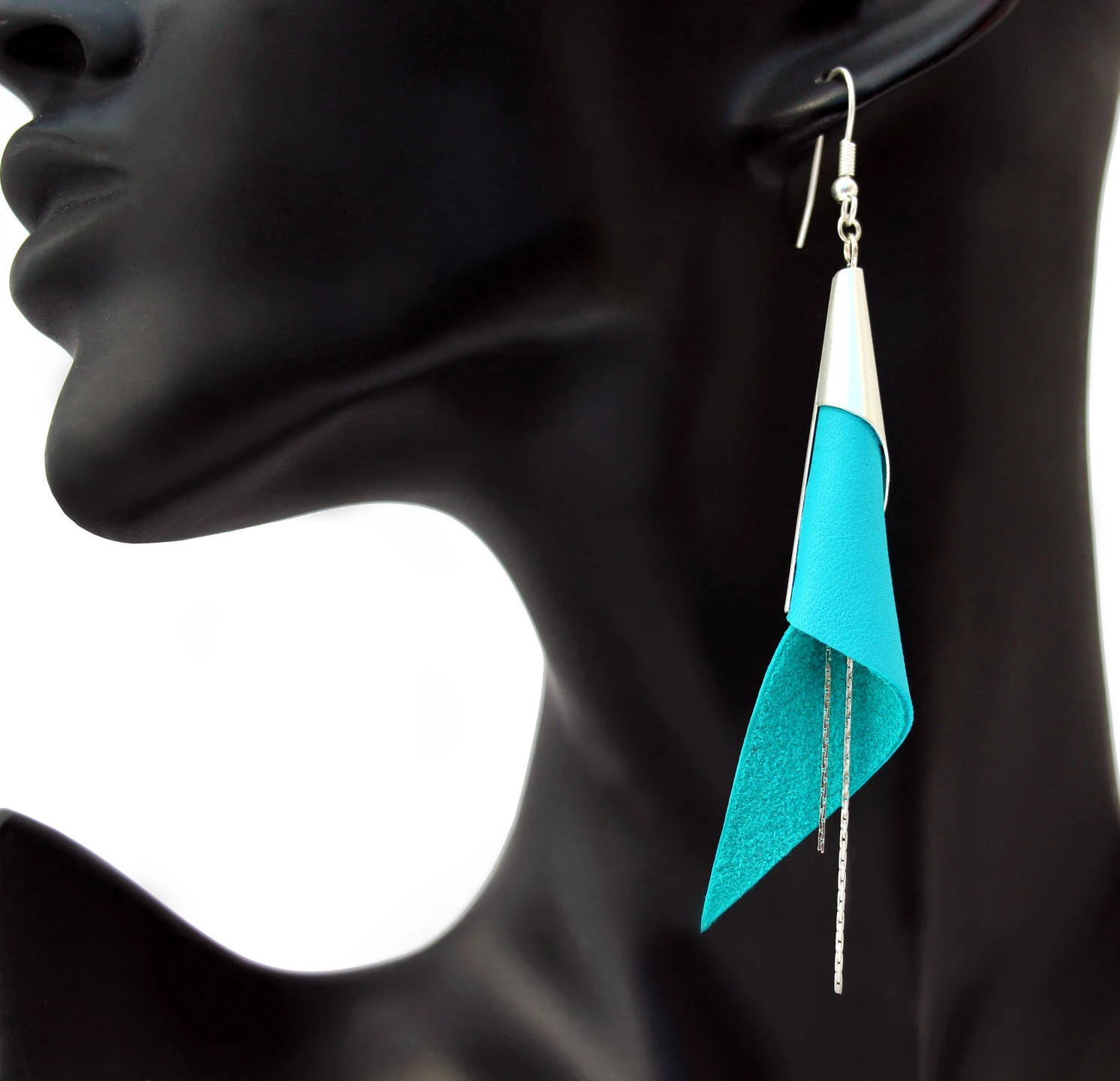 Christmas Gift Woman - "arum" Blue Turquoise Plated Silver Earrings 4 Christmas Gift Woman - "arum" Blue Turquoise Plated Silver Earrings - Image 2