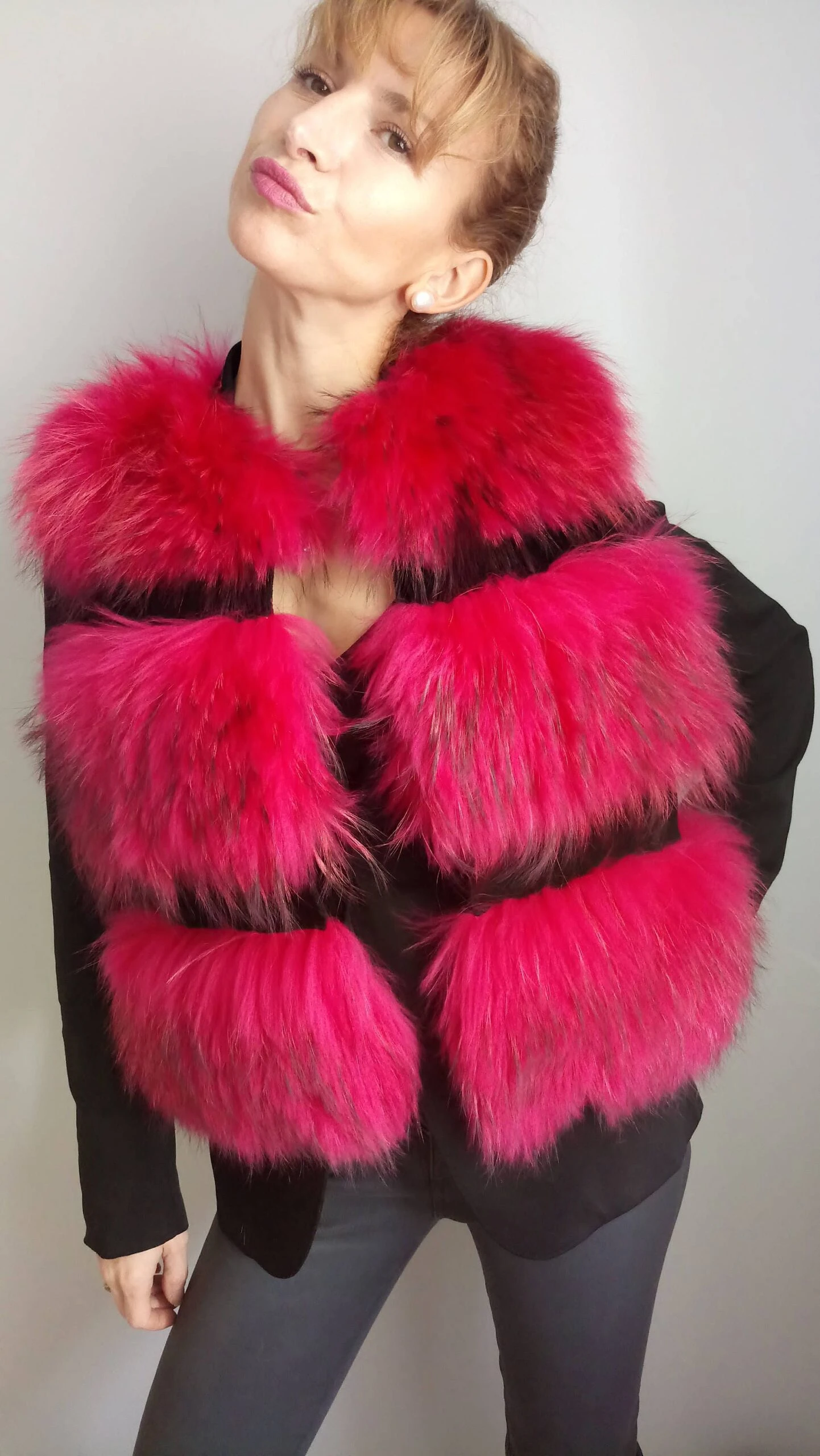 Hot Pink Real Fur Vest Christmas Present In Real Fox Fur. Real Fur Pink Gilet. Very Fluffy Fur Ideal Present. Women Gilet. Small - Medium 3 Hot Pink Real Fur Vest Christmas Present In Real Fox Fur. Real Fur Pink Gilet. Very Fluffy Fur Ideal Present. Women Gilet. Small - Medium