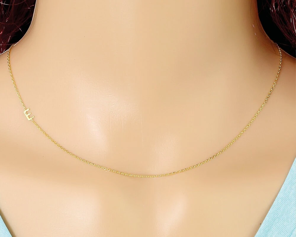 Christmas Gifts, Sideways Initial Necklace, Birthday Gift, Sideways, Gold Initial Necklace, Dainty Necklace, Tiny Letter, Minimalist, Cross 6 Christmas Gifts, Sideways Initial Necklace, Birthday Gift, Sideways, Gold Initial Necklace, Dainty Necklace, Tiny Letter, Minimalist, Cross - Image 4