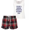 Christmas PJ's Pyjamas I'm Only A Morning Person On December 25th Tartan Frill Shorts