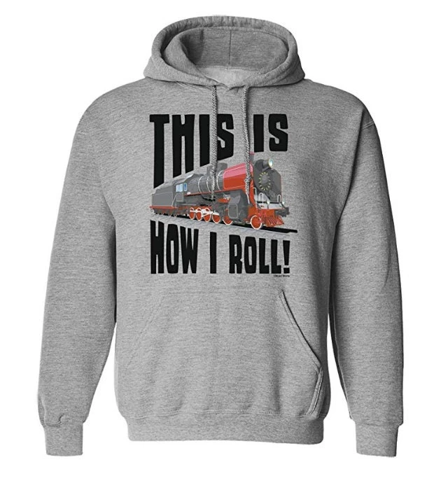 This Is How I Roll Train Hoodie Or Organic Sweater Birthday Christmas Fathers Day Railway, Sustainable Gift 4 This Is How I Roll Train Hoodie Or Organic Sweater Birthday Christmas Fathers Day Railway, Sustainable Gift - Image 2