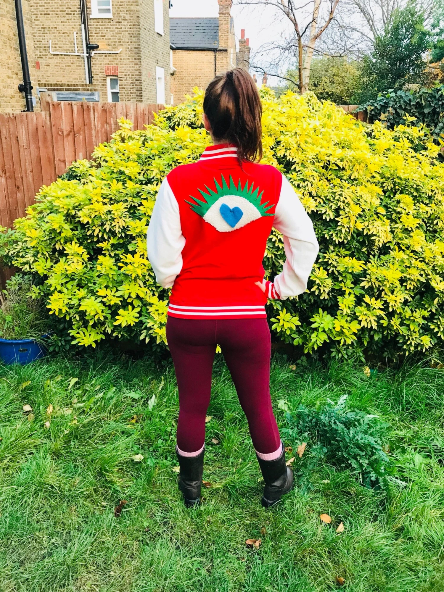 Kawaii Red White Varsity Jacket Handmade Applique Cardigan Jacket Hearts Applique Eye Applique Designer Jacket Christmas Gift 6 Kawaii Red White Varsity Jacket Handmade Applique Cardigan Jacket Hearts Applique Eye Applique Designer Jacket Christmas Gift - Image 4