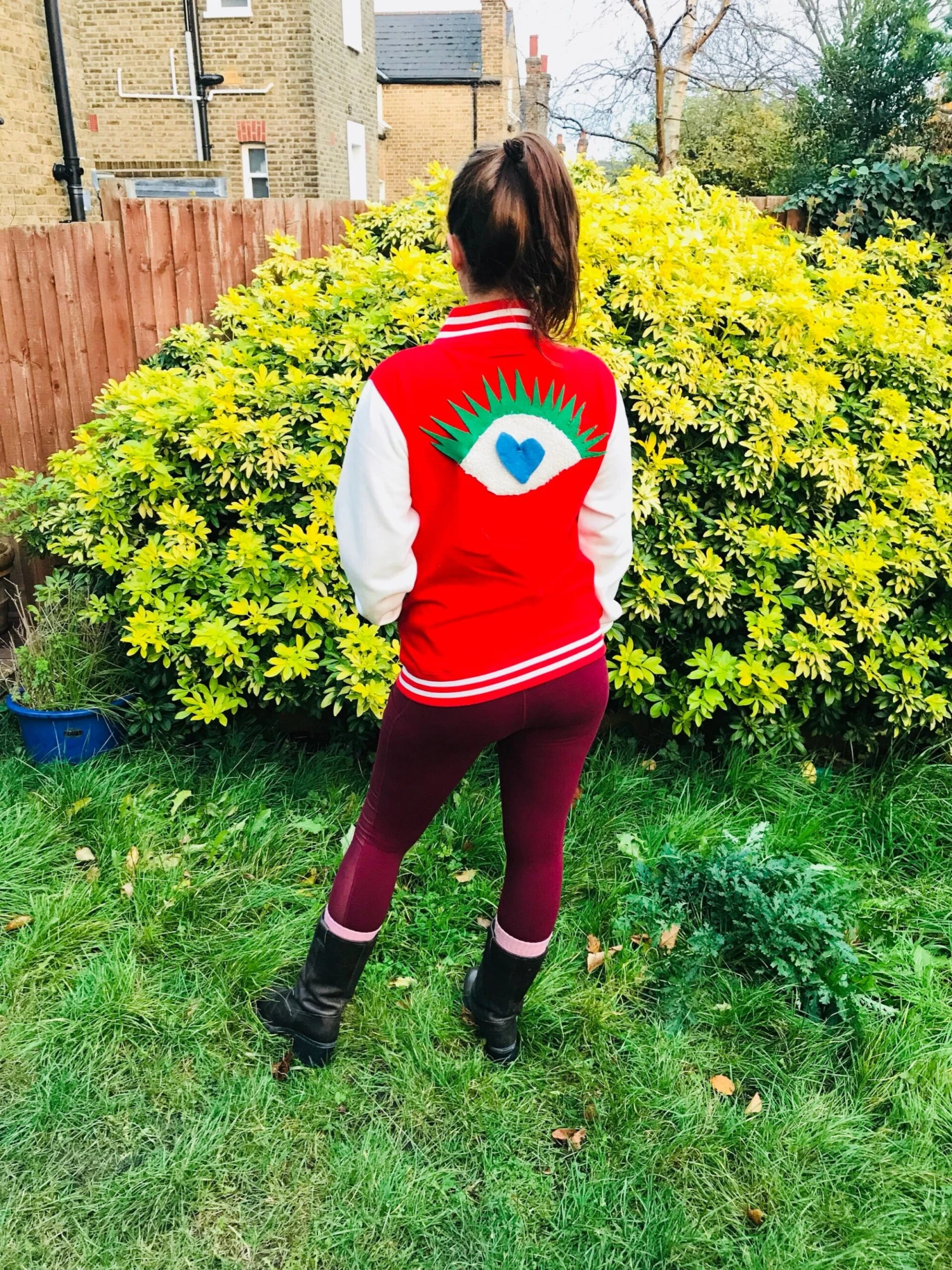 Kawaii Red White Varsity Jacket Handmade Applique Cardigan Jacket Hearts Applique Eye Applique Designer Jacket Christmas Gift 5 Kawaii Red White Varsity Jacket Handmade Applique Cardigan Jacket Hearts Applique Eye Applique Designer Jacket Christmas Gift - Image 3