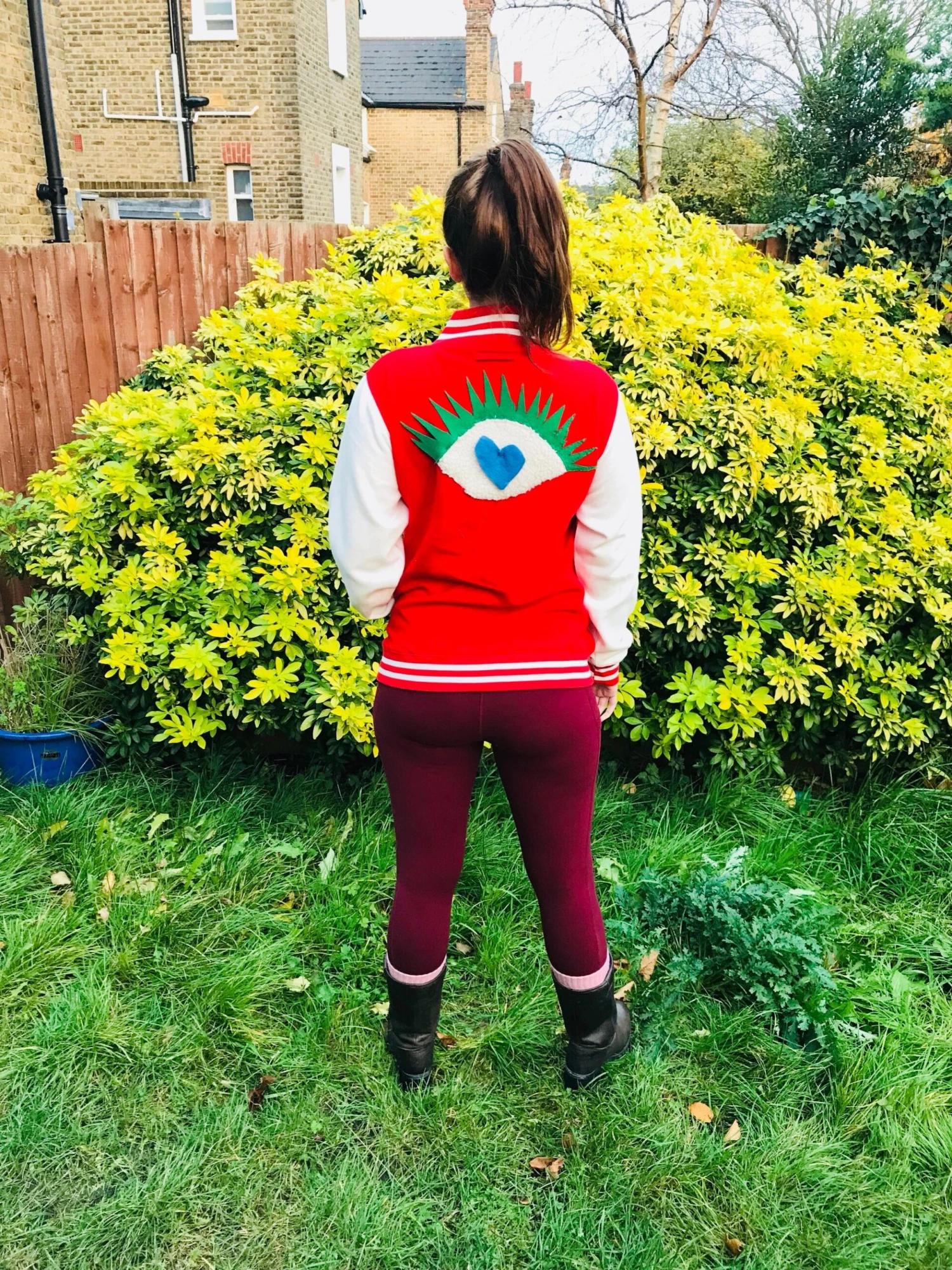 Kawaii Red White Varsity Jacket Handmade Applique Cardigan Jacket Hearts Applique Eye Applique Designer Jacket Christmas Gift 10 Kawaii Red White Varsity Jacket Handmade Applique Cardigan Jacket Hearts Applique Eye Applique Designer Jacket Christmas Gift - Image 8