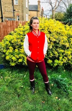 Kawaii Red White Varsity Jacket Handmade Applique Cardigan Jacket Hearts Applique Eye Applique Designer Jacket Christmas Gift