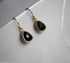 Christmas Gift - Black Stone Earrings - Drop Earrings - Gold Plated Earrings - Glass Stone - Stone Jewelry - Black Jewels - Black And Gold -Jewellery Paradise il fullxfull.1688782052 5sma