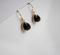 Christmas Gift - Black Stone Earrings - Drop Earrings - Gold Plated Earrings - Glass Stone - Stone Jewelry - Black Jewels - Black And Gold -Jewellery Paradise il fullxfull.1688782150 4atr