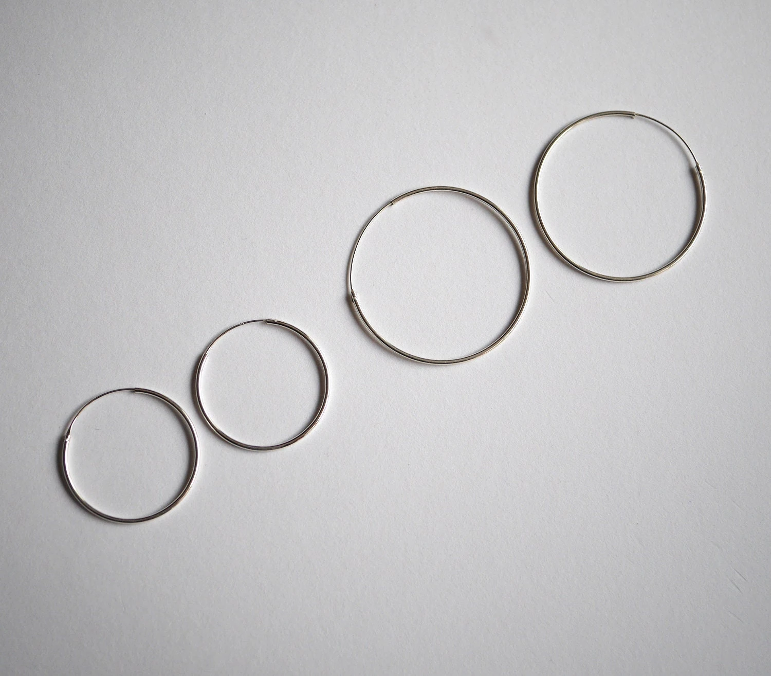 Christmas Gift - Sterling Silver Hoop Earrings -Round Earrings - Circle Silver Earrings - Minimalist Jewels - Thin Earrings 6 Christmas Gift - Sterling Silver Hoop Earrings -Round Earrings - Circle Silver Earrings - Minimalist Jewels - Thin Earrings - Image 4