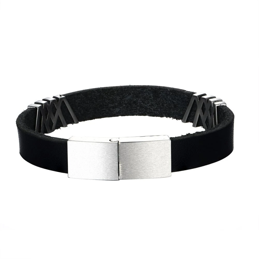 Leather Bracelet For Men, Jewellery Gift Stainless Steel Sliding Buckle Black Leather Personalised Buckle For Birthday Christmas- FREE Box 5 Leather Bracelet For Men, Jewellery Gift Stainless Steel Sliding Buckle Black Leather Personalised Buckle For Birthday Christmas- FREE Box - Image 3