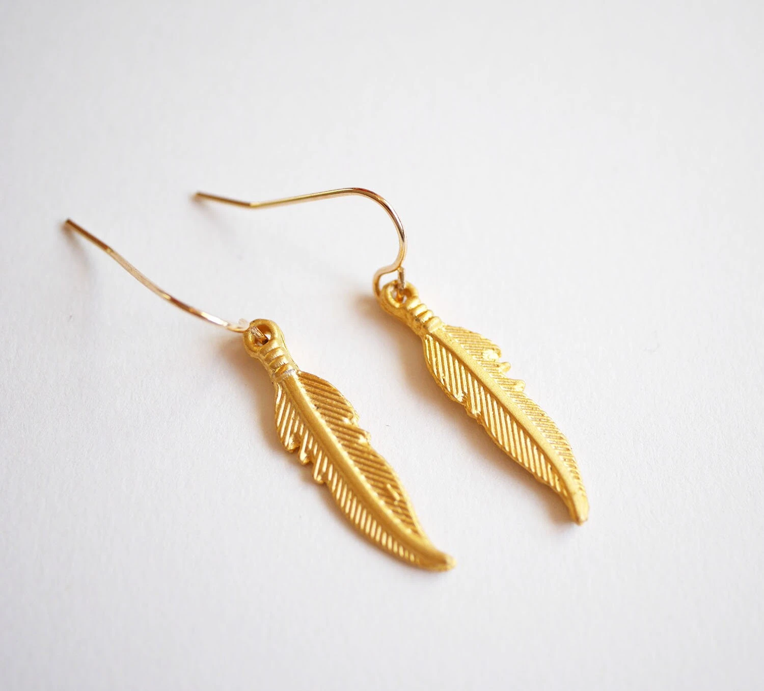 Christmas Gift - Gold Plated Feathers Earrings - Feather Earrings - Gold Plated Earrings - Boho Earrings - Wedding Jewelry - Bridesmaid 6 Christmas Gift - Gold Plated Feathers Earrings - Feather Earrings - Gold Plated Earrings - Boho Earrings - Wedding Jewelry - Bridesmaid - Image 4
