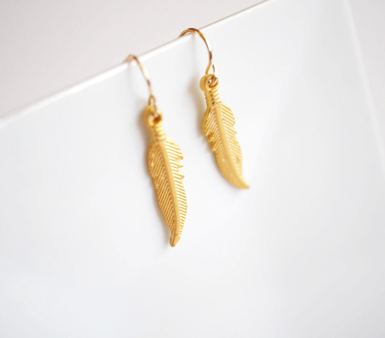 Christmas Gift - Gold Plated Feathers Earrings - Feather Earrings - Gold Plated Earrings - Boho Earrings - Wedding Jewelry - Bridesmaid 7 Christmas Gift - Gold Plated Feathers Earrings - Feather Earrings - Gold Plated Earrings - Boho Earrings - Wedding Jewelry - Bridesmaid - Image 5