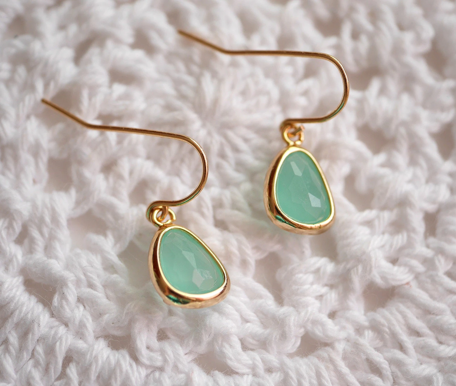 Christmas Gift - Mint Stone Earrings - Drop Earrings - Gold Plated Earrings - Glass Stone - Stone Jewelry - Mint Jewels - Mint And Gold 7 Christmas Gift - Mint Stone Earrings - Drop Earrings - Gold Plated Earrings - Glass Stone - Stone Jewelry - Mint Jewels - Mint And Gold - Image 5