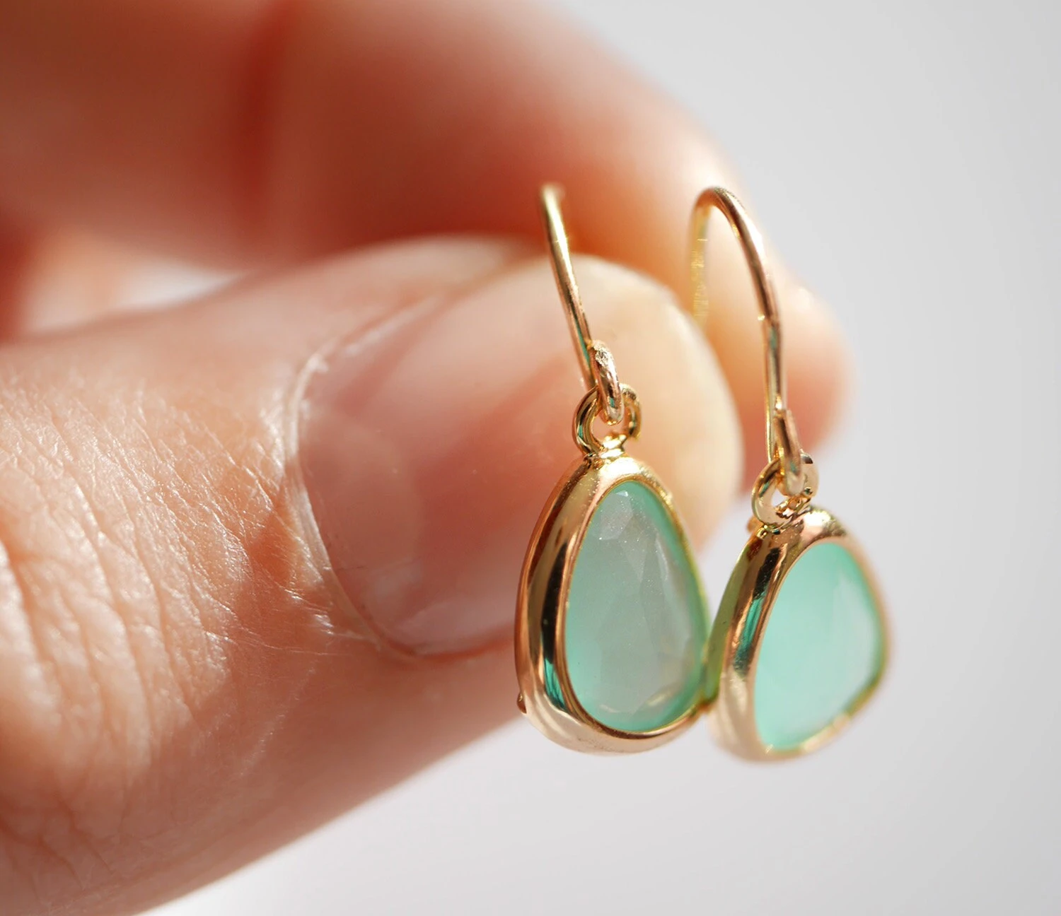 Christmas Gift - Mint Stone Earrings - Drop Earrings - Gold Plated Earrings - Glass Stone - Stone Jewelry - Mint Jewels - Mint And Gold 9 Christmas Gift - Mint Stone Earrings - Drop Earrings - Gold Plated Earrings - Glass Stone - Stone Jewelry - Mint Jewels - Mint And Gold - Image 7