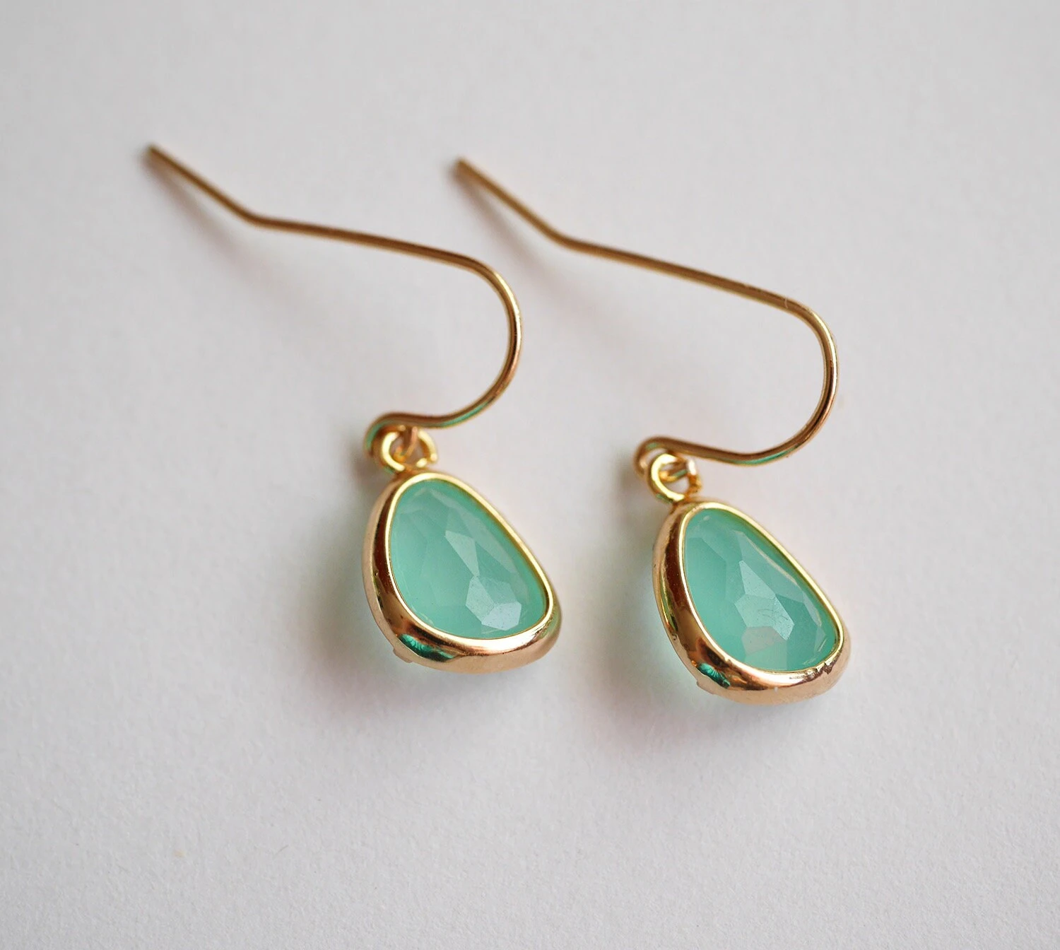 Christmas Gift - Mint Stone Earrings - Drop Earrings - Gold Plated Earrings - Glass Stone - Stone Jewelry - Mint Jewels - Mint And Gold 11 Christmas Gift - Mint Stone Earrings - Drop Earrings - Gold Plated Earrings - Glass Stone - Stone Jewelry - Mint Jewels - Mint And Gold - Image 9