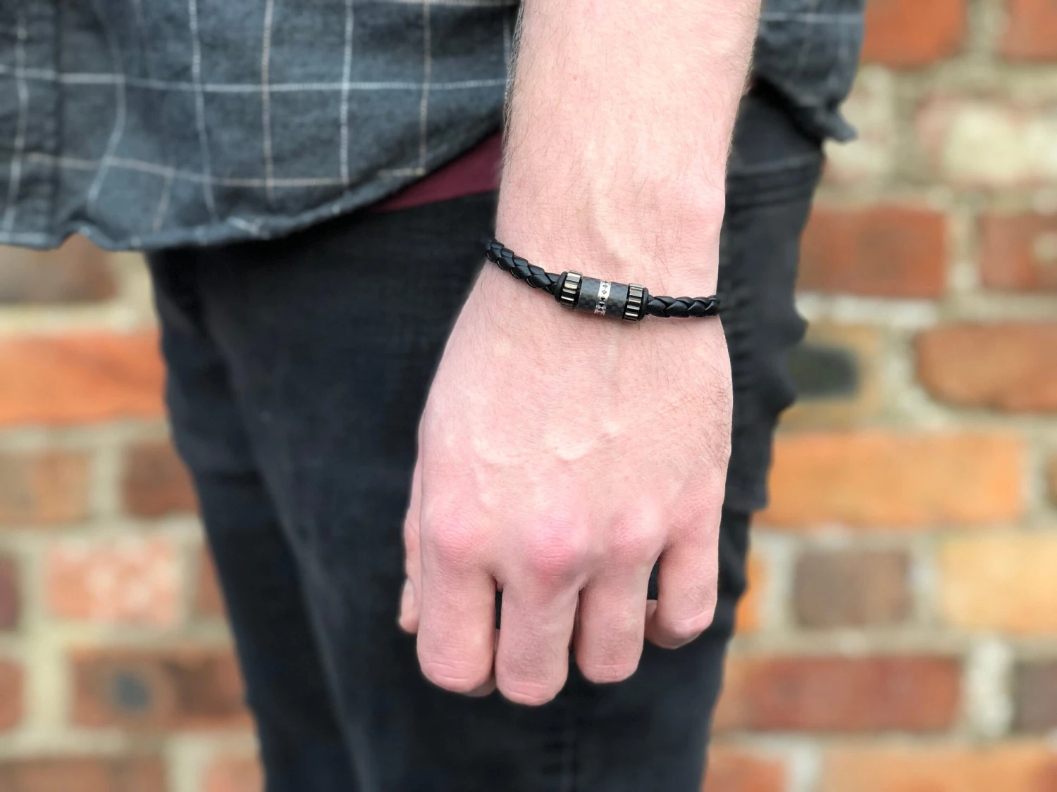 Leather Bracelet For Men Carbon Black Crystals- Braided Black Leather Jewellery Gift For Birthday Or Christmas Stainless Steel 3 Leather Bracelet For Men Carbon Black Crystals- Braided Black Leather Jewellery Gift For Birthday Or Christmas Stainless Steel