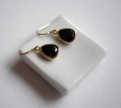 Christmas Gift - Black Stone Earrings - Drop Earrings - Gold Plated Earrings - Glass Stone - Stone Jewelry - Black Jewels - Black And Gold -Jewellery Paradise il fullxfull.1736245627 2mp5
