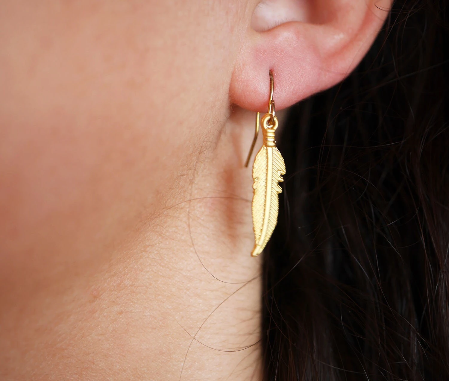 Christmas Gift - Gold Plated Feathers Earrings - Feather Earrings - Gold Plated Earrings - Boho Earrings - Wedding Jewelry - Bridesmaid 4 Christmas Gift - Gold Plated Feathers Earrings - Feather Earrings - Gold Plated Earrings - Boho Earrings - Wedding Jewelry - Bridesmaid - Image 2