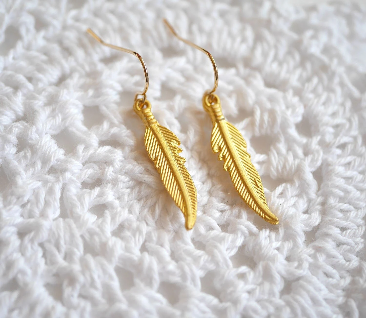 Christmas Gift - Gold Plated Feathers Earrings - Feather Earrings - Gold Plated Earrings - Boho Earrings - Wedding Jewelry - Bridesmaid 3 Christmas Gift - Gold Plated Feathers Earrings - Feather Earrings - Gold Plated Earrings - Boho Earrings - Wedding Jewelry - Bridesmaid