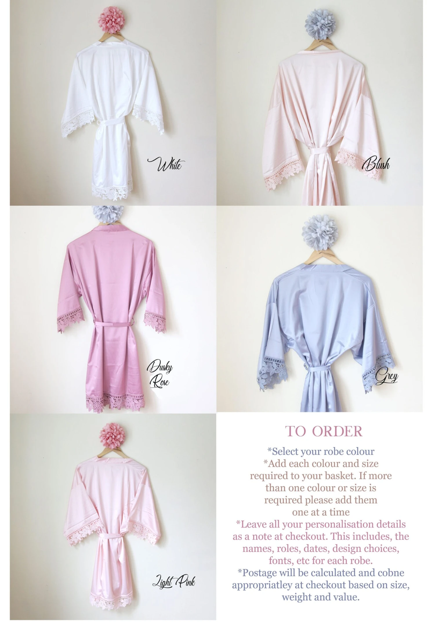 Personalised Mrs Lace Robe, Dressing Gown, Christmas Gift, Stocking Filler, Wedding Bridesmaid Robe, Bride To Be, First Christmas Married 5 Personalised Mrs Lace Robe, Dressing Gown, Christmas Gift, Stocking Filler, Wedding Bridesmaid Robe, Bride To Be, First Christmas Married - Image 3