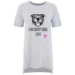 Oversized Staffordshire Bull Terrier Nightie Unconditional Love Mothers Day Mum Present Birthday Christmas Pet Present