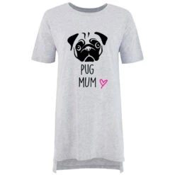 Oversized Pug Mum Nightie Mothers Day Mum Present Birthday Christmas Pet Present