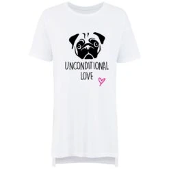 Oversized Pug Nightie Pug Unconditional Love Mothers Day Mum Present Birthday Christmas Pet Present