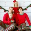 Adults And Kids Red With GreenStripe Christmas Pajamas And Hanukkah Pajamas