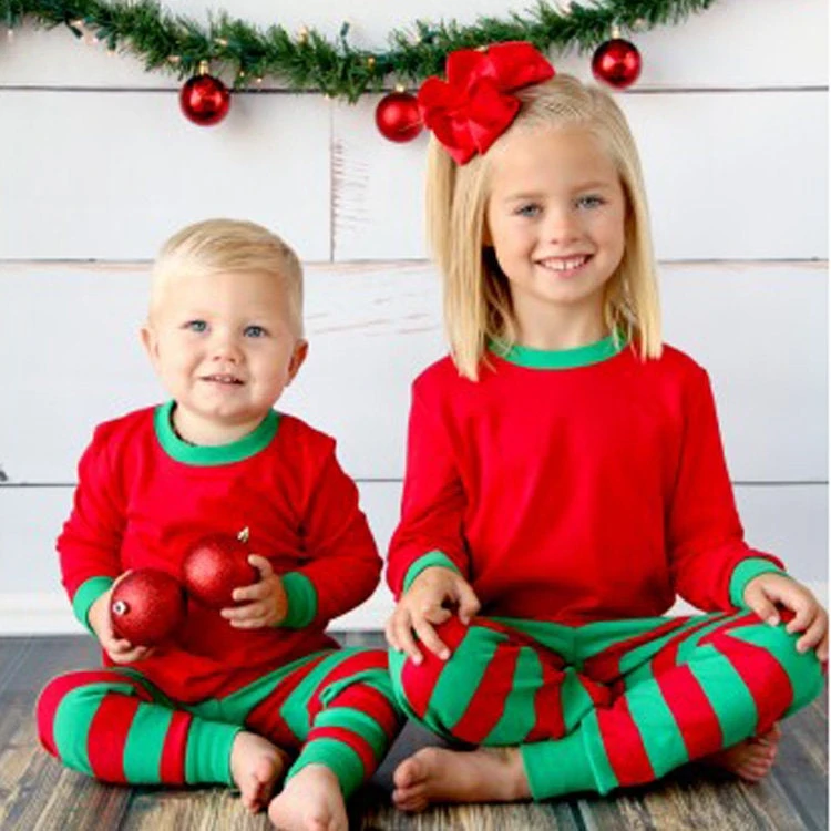 Adults And Kids Red With GreenStripe Christmas Pajamas And Hanukkah Pajamas 5 Adults And Kids Red With GreenStripe Christmas Pajamas And Hanukkah Pajamas - Image 3