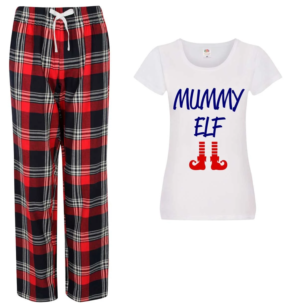 Ladies Christmas Pyjamas Mummy Elf PJ's Pyjamas Trousers 3 Ladies Christmas Pyjamas Mummy Elf PJ's Pyjamas Trousers