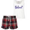 Ladies Christmas Pyjamas Believe PJ's Pyjamas Tartan Frill Shorts 2 Ladies Christmas Pyjamas Believe PJ's Pyjamas Tartan Frill Shorts -Jewellery Paradise il fullxfull.1997468456 a4d0