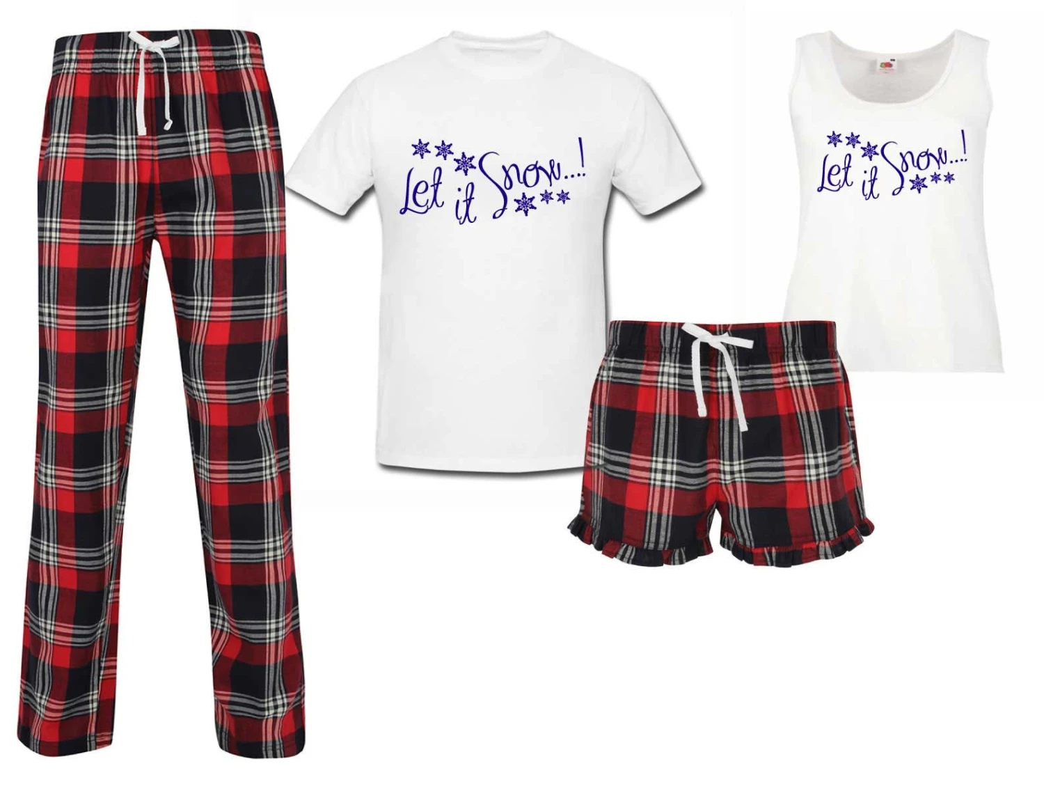 Couples Christmas Pyjamas Let It Snow Christmas Red Tartan Pyjamas Set PJ's Valentines Tartan 3 Couples Christmas Pyjamas Let It Snow Christmas Red Tartan Pyjamas Set PJ's Valentines Tartan