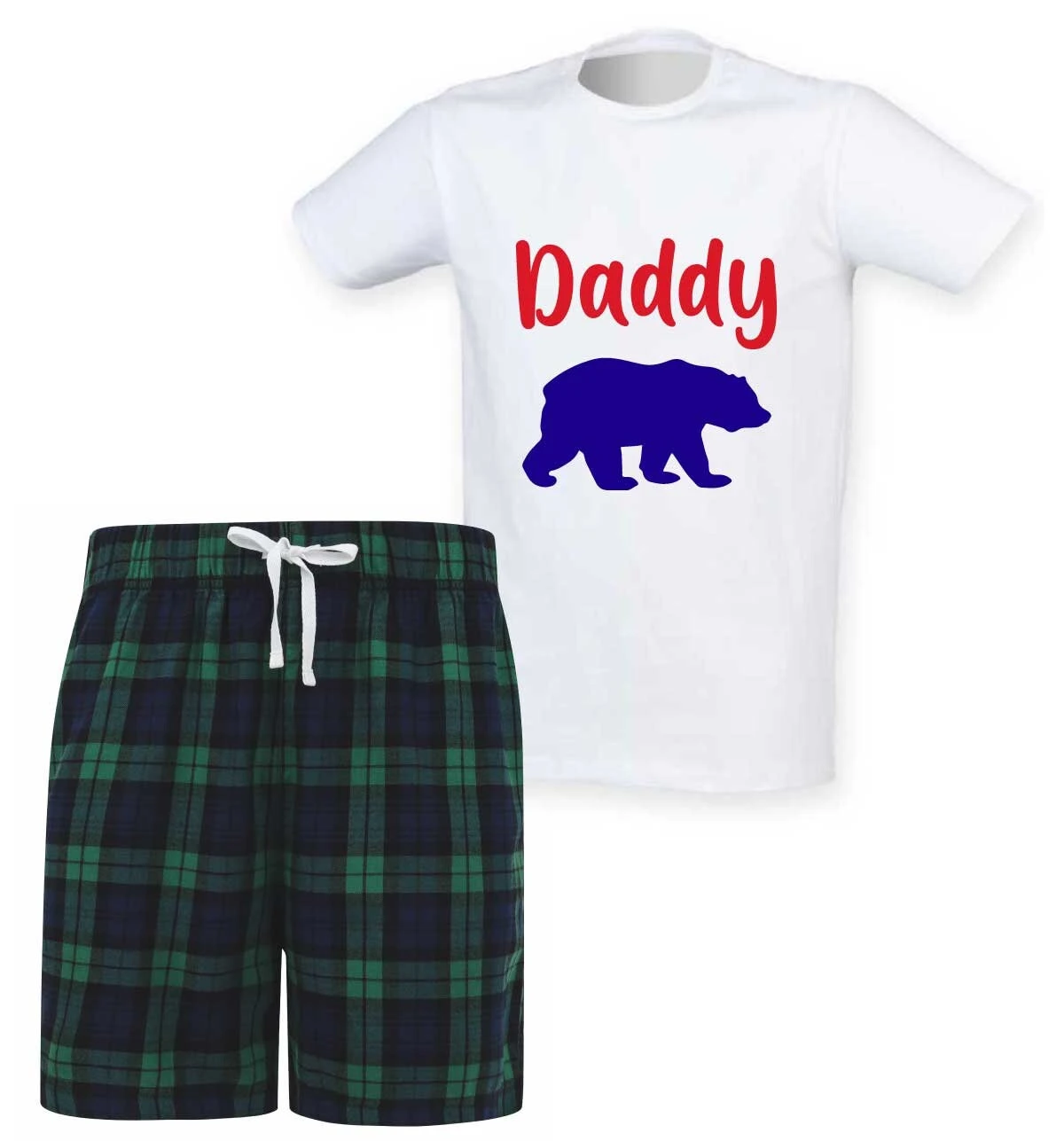 Daddy Bear Tartan Pyjamas Christmas PJ's Shorts Pajamas Fathers Day Tartan Set 3 Daddy Bear Tartan Pyjamas Christmas PJ's Shorts Pajamas Fathers Day Tartan Set
