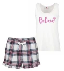 Ladies Christmas Pyjamas Believe PJ's Pyjamas Tartan Frill Shorts 6 Ladies Christmas Pyjamas Believe PJ's Pyjamas Tartan Frill Shorts -Jewellery Paradise il fullxfull.2045034291 ktbr
