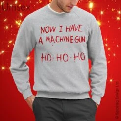 Now I Have A Machine Gun Sweater Movie JumperFilm Sweatshirt Fancy Dress Christmas Xmas Ho Heather Grey S-XXL Halloween Costume Shirt