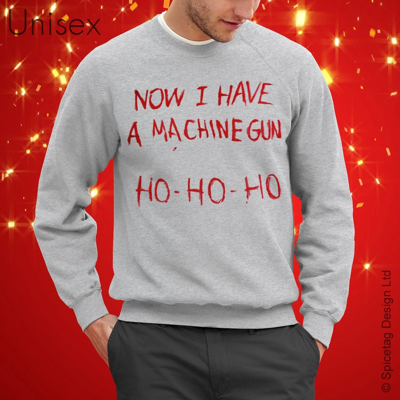 Now I Have A Machine Gun Sweater Movie JumperFilm Sweatshirt Fancy Dress Christmas Xmas Ho Heather Grey S-XXL Halloween Costume Shirt 3 Now I Have A Machine Gun Sweater Movie JumperFilm Sweatshirt Fancy Dress Christmas Xmas Ho Heather Grey S-XXL Halloween Costume Shirt