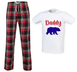 Daddy Bear Tartan Pyjamas Christmas PJ's Pajamas Fathers Day Tartan Set