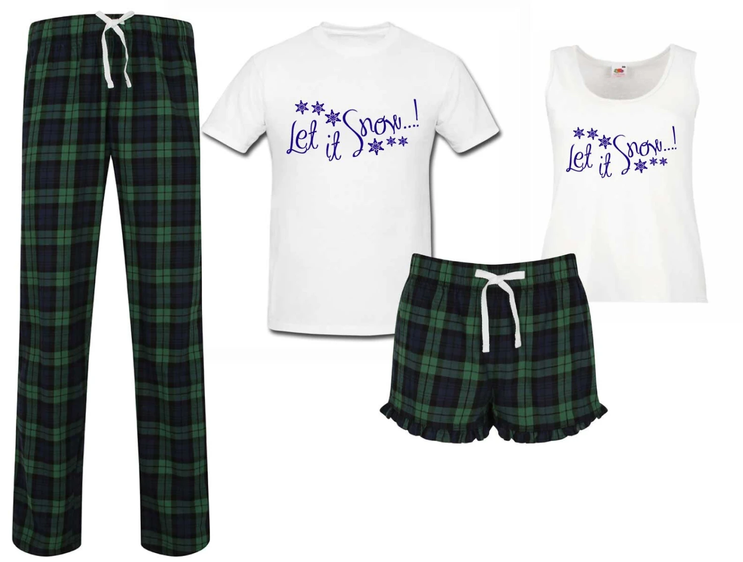 Couples Christmas Pyjamas Let It Snow Christmas Green Tartan Pyjamas Set PJ's Valentines Tartan 3 Couples Christmas Pyjamas Let It Snow Christmas Green Tartan Pyjamas Set PJ's Valentines Tartan