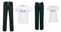Couples Christmas Pyjamas Let It Snow Christmas Green Tartan Pyjamas Trouser Set PJ's Valentines Tartan