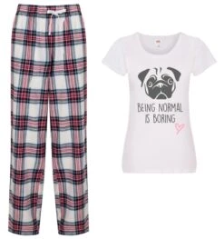 Pug PJ's Being Normal Is Boring Pyjamas Tartan Pajamas Christmas Gift