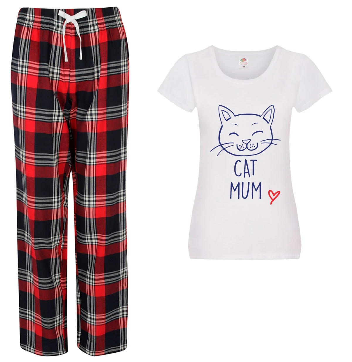 Cat Mum PJ's Pyjamas Tartan Pants Pajamas Mother Day Christmas Gift 4 Cat Mum PJ's Pyjamas Tartan Pants Pajamas Mother Day Christmas Gift - Image 2