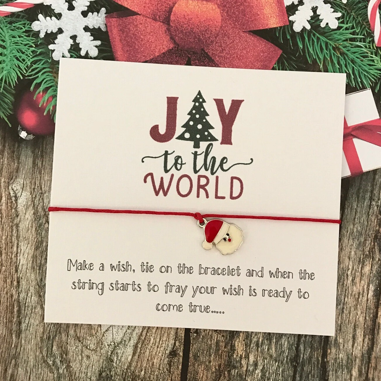 Set 6 Christmas Card Wish String Gift Vintage Wreath Choice Of Charm Bracelet Y60 WHITE 7 Set 6 Christmas Card Wish String Gift Vintage Wreath Choice Of Charm Bracelet Y60 WHITE - Image 5