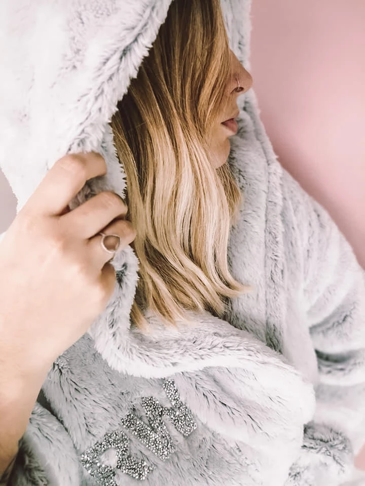 Personalised Grey Fluffy Dressing Gown For Her Christmas Gift For Her Christmas Pyjamas Bridesmaid Robe Personalised Dressing Gown Womens 6 Personalised Grey Fluffy Dressing Gown For Her Christmas Gift For Her Christmas Pyjamas Bridesmaid Robe Personalised Dressing Gown Womens - Image 4