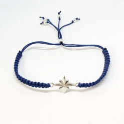 Night Sky Star Pendant Bracelet In Sterling Silver And Silk. Gift For Her, Christmas Gift, Jewelry