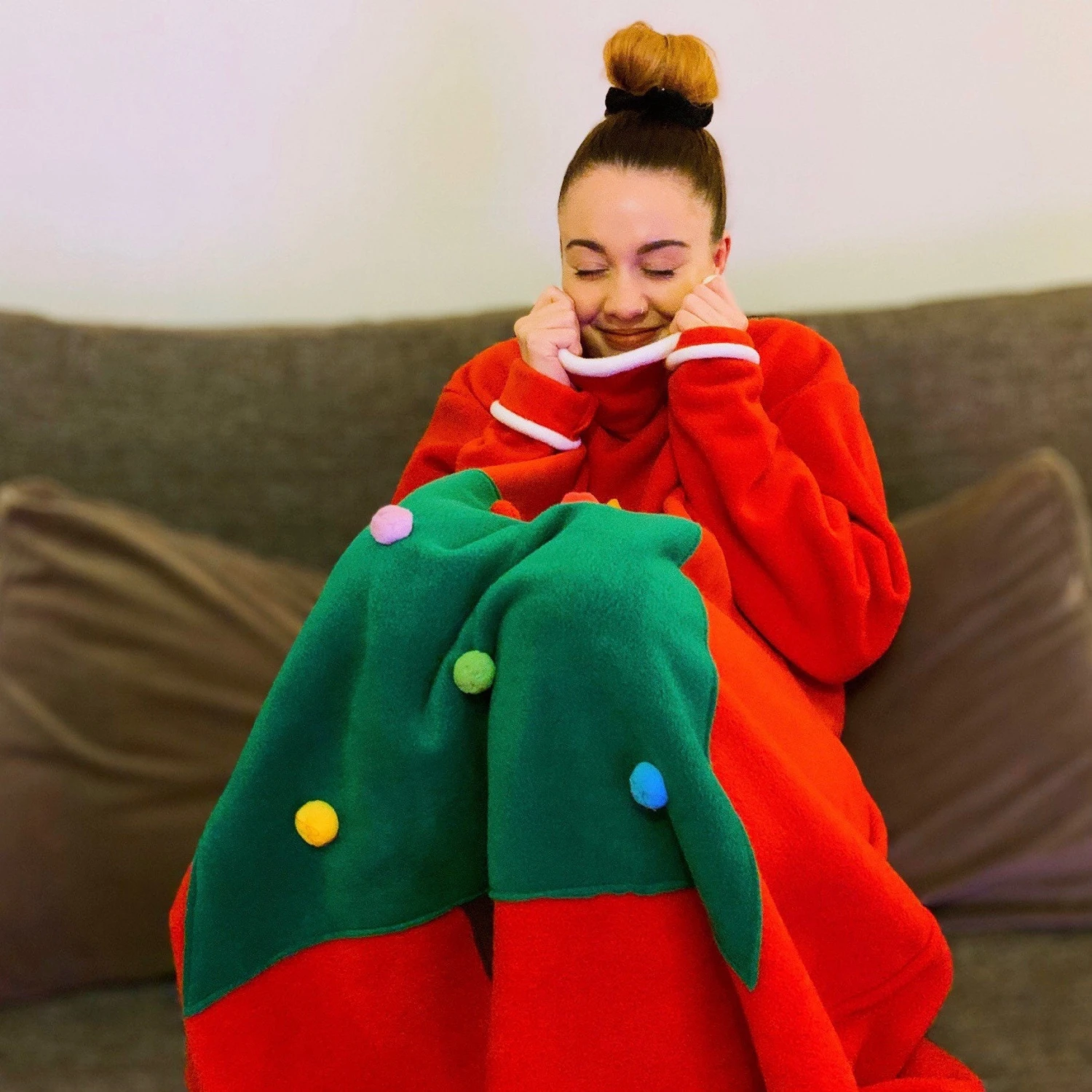 Christmas Jumper - Ugly Christmas Jumper Wearable Blanket- Dressing Gown- House Coat - Changing Robe - Oversized Jumper- Snuggly Robe 7 Christmas Jumper - Ugly Christmas Jumper Wearable Blanket- Dressing Gown- House Coat - Changing Robe - Oversized Jumper- Snuggly Robe - Image 5