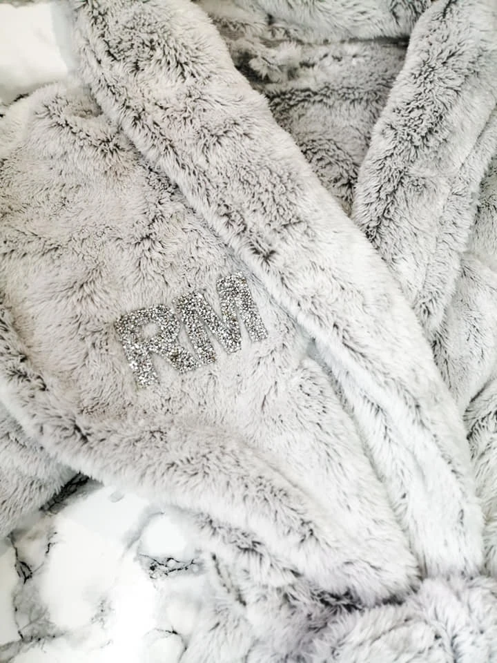 Personalised Grey Fluffy Dressing Gown For Her Christmas Gift For Her Christmas Pyjamas Bridesmaid Robe Personalised Dressing Gown Womens 5 Personalised Grey Fluffy Dressing Gown For Her Christmas Gift For Her Christmas Pyjamas Bridesmaid Robe Personalised Dressing Gown Womens - Image 3