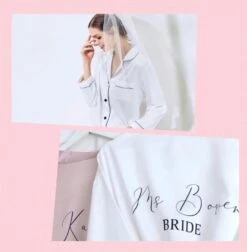 Personalised Satin Pyjamas, Bridal Pyjamas, Christmas Pyjamas, Personalised Pjs, Bridal Robes, Initials Pyjamas, Bridesmaid Robe