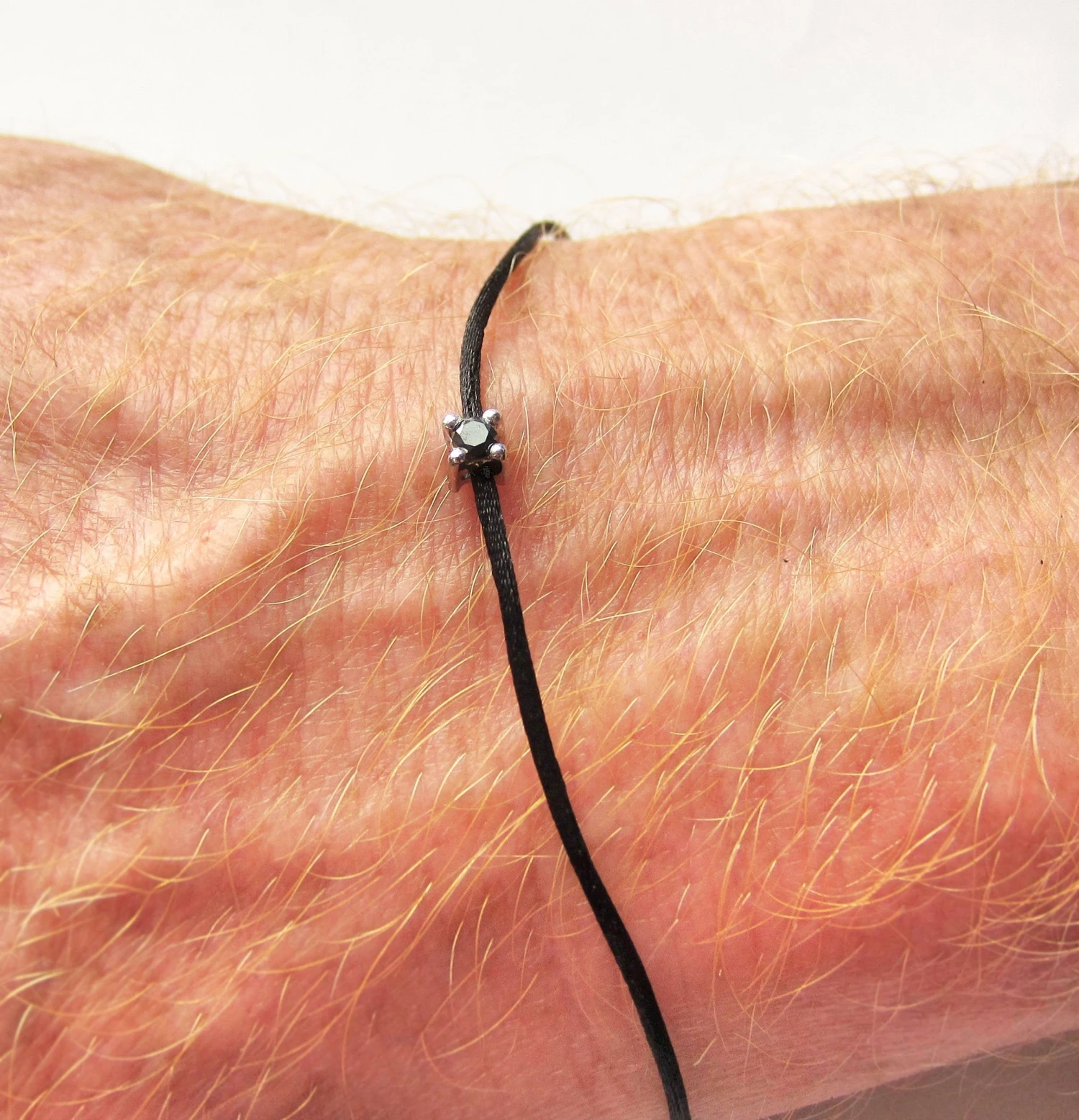 Black Diamond Bracelet, Solitaire Men's Diamond Charm Simple Genuine Diamond, Satin Cord Sterling Silver Christmas Gift For Him Idea Husband 3 Black Diamond Bracelet, Solitaire Men's Diamond Charm Simple Genuine Diamond, Satin Cord Sterling Silver Christmas Gift For Him Idea Husband