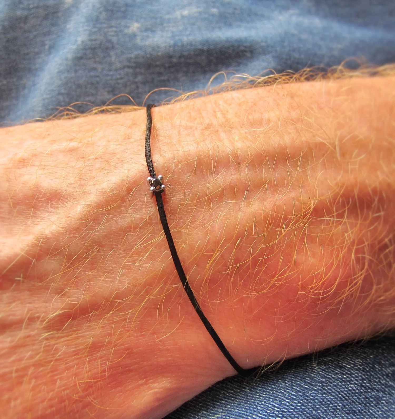 Black Diamond Bracelet, Solitaire Men's Diamond Charm Simple Genuine Diamond, Satin Cord Sterling Silver Christmas Gift For Him Idea Husband 7 Black Diamond Bracelet, Solitaire Men's Diamond Charm Simple Genuine Diamond, Satin Cord Sterling Silver Christmas Gift For Him Idea Husband - Image 5