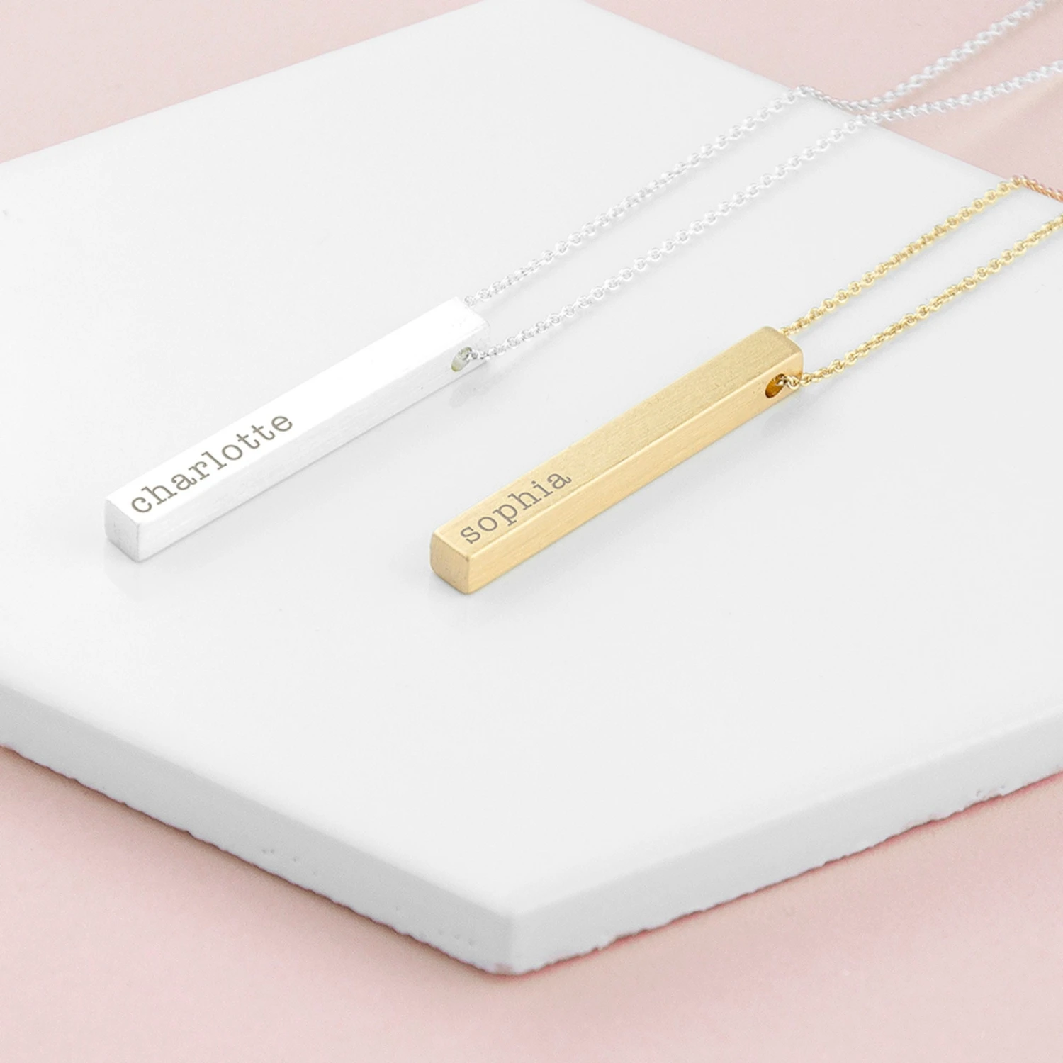 Personalised Vertical Bar Necklace- Engraved Necklace - Birthday Gift - For Her - Valentines Gift - Daughter Gift - Christmas - Bar Necklace 4 Personalised Vertical Bar Necklace- Engraved Necklace - Birthday Gift - For Her - Valentines Gift - Daughter Gift - Christmas - Bar Necklace - Image 2